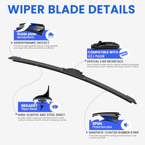 Image of ANIKLUIM 26 Inch+18Inch Windshield Wiper Blades Replacement for Toyota Camry 2012-2017 Honda Civic 2016-2021 Lexus GS350 2013-2018 Front Wipers,Original Factory Quality and Durable (Set of 2)