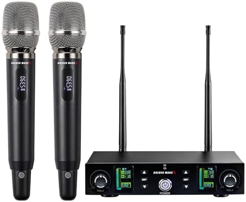Wireless Microphone System, Upgraded 2.4GHz Rechargeable Professi...