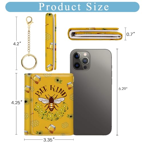 Image of Jogjam Womens Wallet, Bee Kind Small Slim RFID Blocking Card Wallets, Trifold PU Leather Card Holder Wallet Organizer, Mini Pocket Cash Wallet with 7 Card Slots ID Window for Girls Ladies Girlfriend