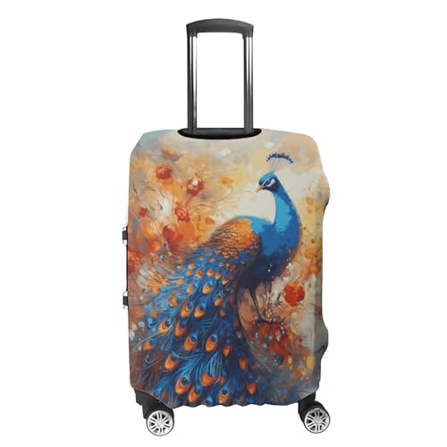 Peacock Luggage Covers Tsa Approved Suitcase Cover Elastic Washable Luggage Sleeve Carry on Cover Protector Anti-Scratch Suitcase Protector Fits 19-30 Inch Case(S)4