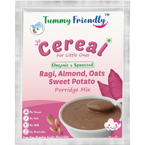 Image of TummyFriendly Foods Certified Organic Porridge Mixes Trial Packs Combo For Little Ones | Organic Sprouted Ragi, Oats, Banana, MultiGrain, Oats, Sathu Maavu | Made of Organic-Sprouted Ragi Flour, Pulses, Fruit, Vegetables and Nuts | Maximum Possible Nutrition From Real Food | No Sugar, No Salt, No Chemicals, No Pesticides & No GMO | 4 Baby Packs, 50g Each | Shelf Life 9 Month.