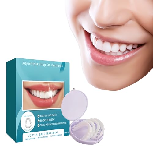 Snap on Teeth Fake Teeth Temporary Tooth - Polypropylene Snap-on Design, Comfortable Durable Eco-friendly, for Broken Teeth Gaps Yellow Teeth Men Women