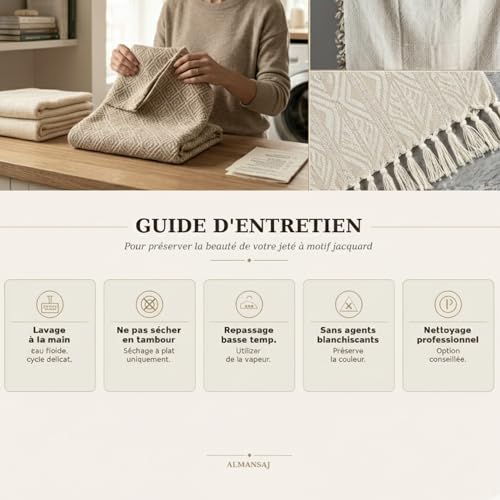 Jeté de lit beige grand format pour protéger et sublimer votre canapé - 8