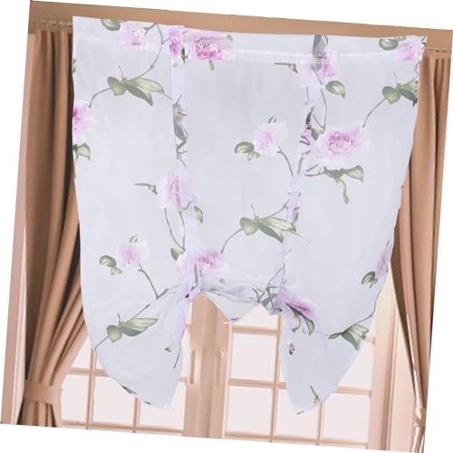 Cortinas romanas diseño floral semitransparentes sala estar 6