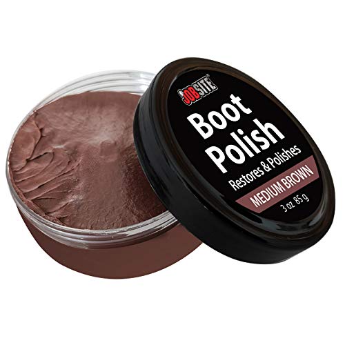 JOB SITE Jobsite Premium Leather Boot & Shoe Polish Cream - Restores, Conditions & Polishes - Medium Brown - 3 oz
