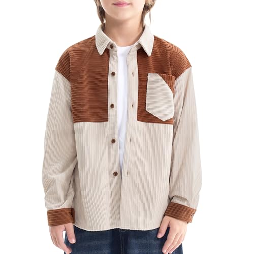 Chemise western en velours côtelé garçon LOLANTA veste marron col revers automne
