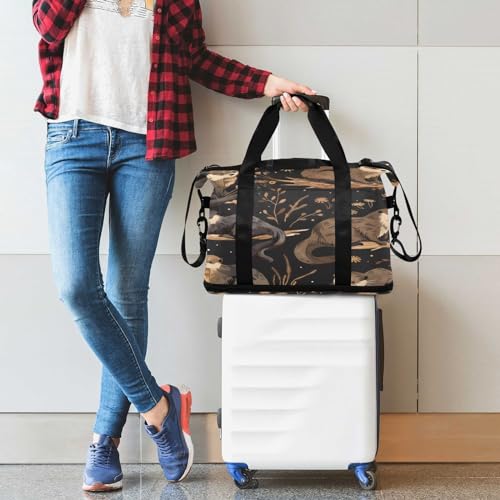 Otters Pattern Duffel Bag Lightweight Carry On Gym Bags for Travel and Weekends, Versatile Overnight Bag with Shoe Compartment 7