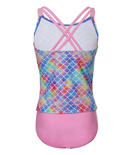 Girl's Tankini Sets Two Piece Swimsuits Fish Scale Purple Beach Swimwear 14-16 #TOP1
