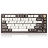 YUNZII B75 PRO Wireless Mechanical Keyboard,75% Layout with Knob,Hot Swap Gasket Structure,Creamy Pre-lubed Switches,RGB Backlit,Bluetooth/Type-C/2.4G for Win/Mac (Coffee Brown, Milk Switch)