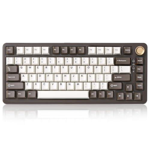 Image of YUNZII B75 PRO Wireless Mechanical Keyboard,75% Layout with Knob,Hot Swap Gasket Structure,Creamy Pre-lubed Switches,RGB Backlit,Bluetooth /Type-C /2.4G for Win /Mac (Coffee Brown, Milk Switch)