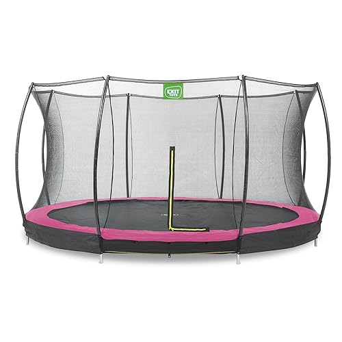 EXIT Toys Silhouette Bodentrampolin - ø427cm - Großes Rundes Inground Gartentrampolin Outdoor für Kinder - Mit Sicherheitsnetz und Fußschutzsystem - Sicherer Einstieg - Gute Sprungkraft - Rosa