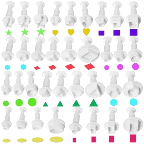 Juego de 35 cortadores de galletas de Navidad para fondant, moldes de silicona con forma de estrella, mini cortadores de galletas, expulsor, sello de fondant, forma de corazón con decoración de