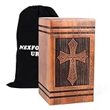 NEXFORTUNE Large Wooden Urns for Human Ashes Adult Man,Decorative Urns for Mom Dad,Cremation Urns for Men Women,Wood Cross Urn for Ashes for Women Adult Male (300LBS)