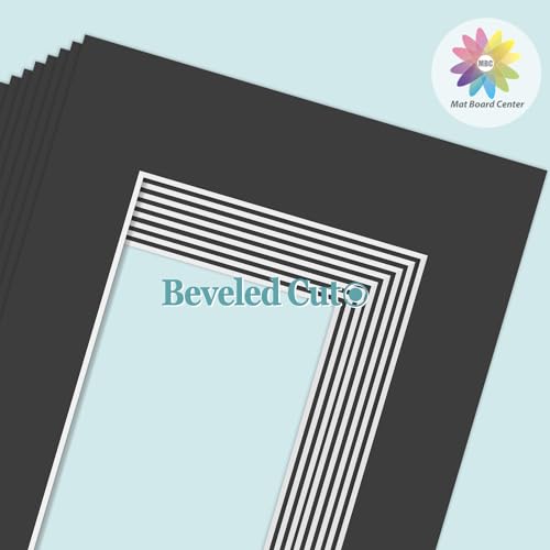image for MBC Mat Board Center, 10 Pack 8.5X11 for 6X8 Black Picture Mats Frame 