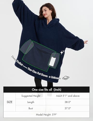Image of KFUBUO Sherpa Wearable Blanket Hoodie Adult Oversized Sweatshirt Blanket Gifts for Women