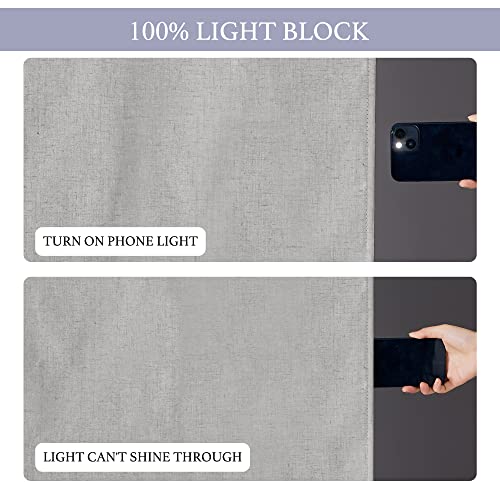 RYB HOME 100% Blackout Curtains for Small Window, Linen Textured Blend Insulating Privacy French Door Curtains Tie Up Shades for Kitchen Storage Cabinet Basement, W 12 x L 40, Light Grey, 1 Panel