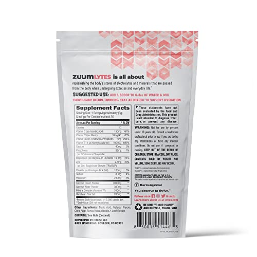 Umzu Zuum Lytes - Electrolyte Drink Powder, Energy, Hydration, Workout Recovery Support, B Vitamins, Vitamin C, Zinc, Strawberry Banana Flavor (1 Scoop Per Serving, 30 Servings) #TOP4