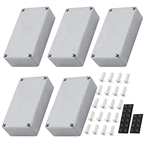 DaierTek 5pcs 1590B Guitar Pedal Enclosure Aluminum Diecast Stomp Box Case 112x61x32mm Toggle Switch Box