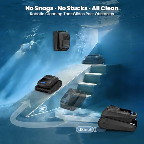 Image of Automatic Robotic Pool Vacuum Cleaner with Skimmer, Smart Navigation, Pool Cleaner Robot for Surface, Walls, Waterline & Floor Cleaning, 10000GPH Suction, Self-Parking