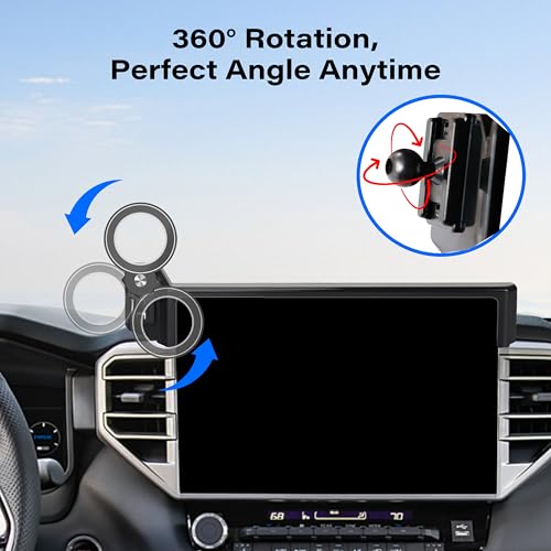 Image of Car Phone Holder for 2022-2026 Toyota Tundra /2023-2026 Sequoia Accessories | 14-inch Screen Clip-On MagSafe Strong Magnetic Cell Phone Mount, 360 Rotatable Hands-Free Holder,Not Block Air Vents