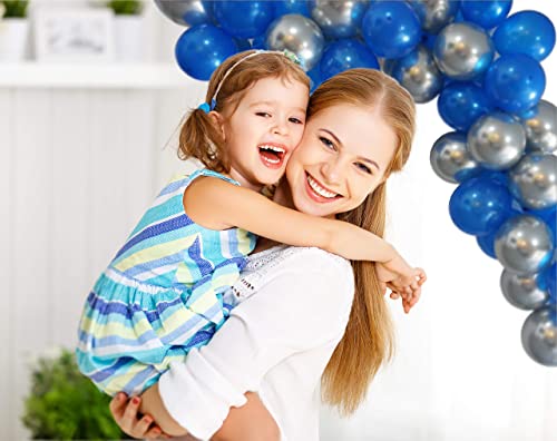 Image of Party Propz Blue Balloons for Birthday Decoration - 100 Pcs Metallic Balloons for Decoration | Blue and silver Balloons for Decoration | blue Balloon for decoration (Latex)