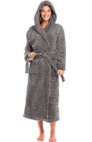 Image of Alexander Del Rossa Womens Fluffy, Fuzzy Robe for Women,Women's Long Hooded Robes, Plus Size