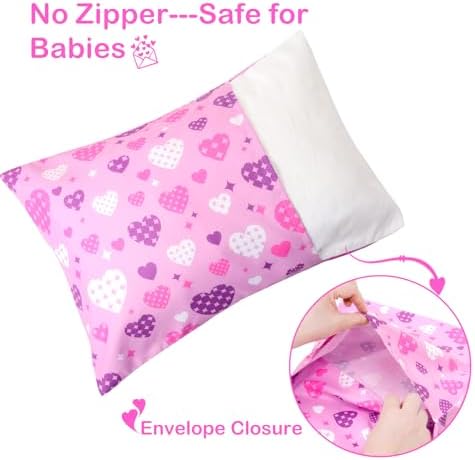 UOMNY Toddler Pillowcases for Girls 13X18 12x16 14x19 Love and Heart Baby Pillow Case 2 Pack Small Pillow Covers for Travel Pillow — view 2
