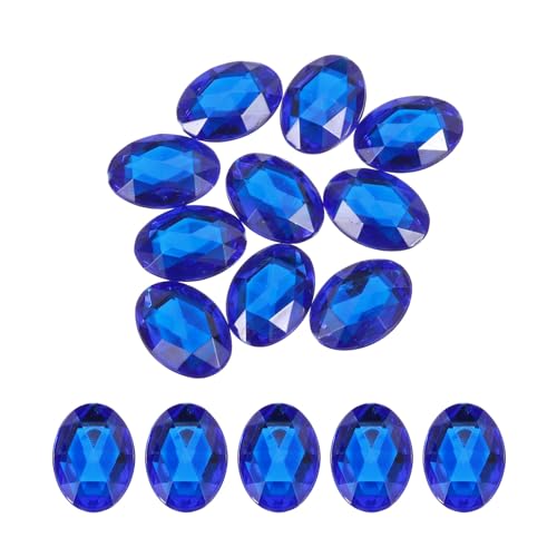 QUARKZMAN 10 Piezas Gemas Ovaladas de Acrílico 30x40 mm con Parte Trasera Plana Piedras de Imitación para Manualidades Bisutería Pintura Facial Decoración de Bodas Color Azul