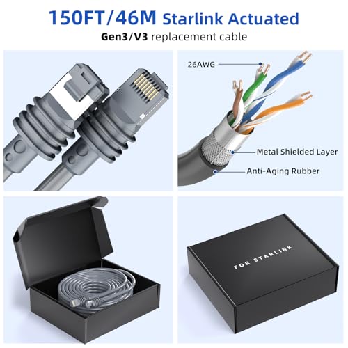 Câble Starlink Gen 3 étanche et blindé de 46M contre les coupures