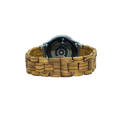 Wooden Band 20Mm , Compatible For Samsung Galaxy Watch 4/Gear S2 S3/ Active/ Active 2, Natural Wood Zebra Stainless Steel Link Bracelet Strap For Samsung Galaxy Watch 40/42/44Mm #TOP2