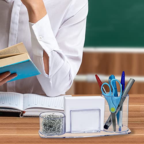 Acrimet Millennium Desktop Organizer Holder For Pen, Pencil, Clip, Paper And Desk Accessories (Plastic) (Paper Included) (Clear Crystal Color) #TOP5