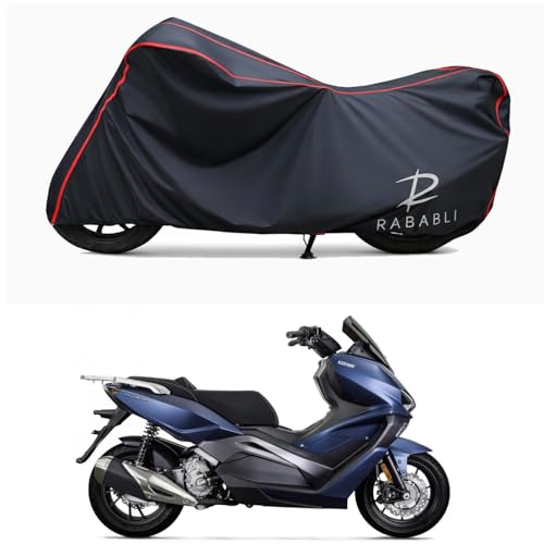 Image of Waterproof Bike Body Cover Compatible for | Keeway Vieste 300 Matte New | Taffeta Fabric, Red Piping Design, Bottom Elastic Fit | Dustproof, Sun UV & Rain Protection for All Bikes