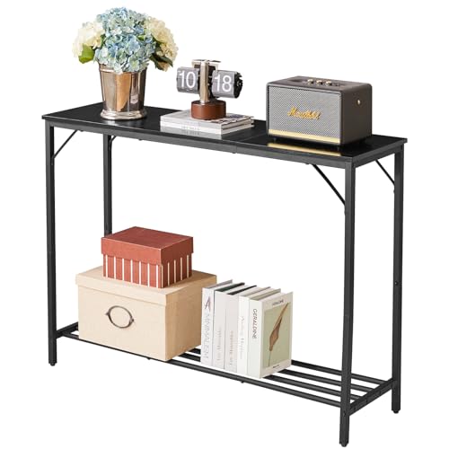YMYNY Table Console, Table d’Entrée, Bout de Canapé, Table Console Étroite avec Étagères,...