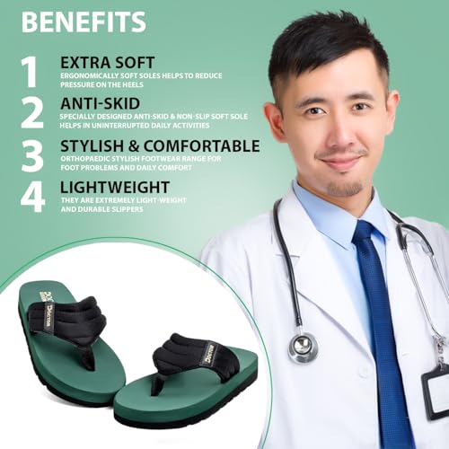 Image of Cushioned Flip Flops for Men | Padded Fabric Strap Thong Slippers | Lightweight Anti-Slip EVA Sole Everyday Wear Footwear