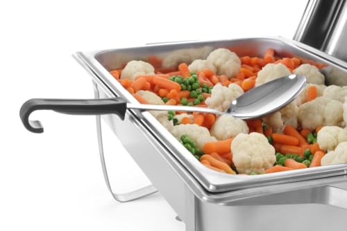Foto von HENDI Chafing Dish 1/1, Gastronorm, mit hochglanzpoliertem, einsteckbarem Deckel. Inkl. Brennpastenbehältern, einer GN 1/1 Lebensmittelpfanne 65 mm, Stückzahl: 1, 9L, 600x358x(H)295mm, Edelstahl 18/0