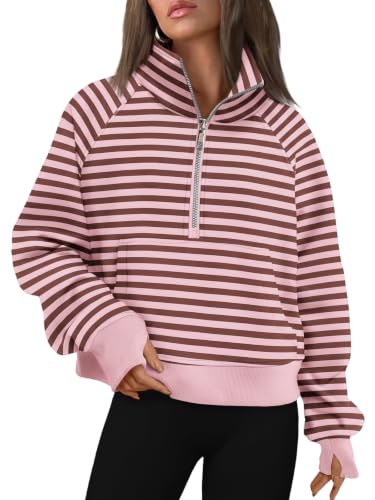Image of AUTOMET Womens Sweatshirts Half Zip Fleece Pullover Fall Outfits | Fall Fashion Clothes 2026,Cropped Hoodies,Cute Y2k Tops,Quarter Zipper Sweater,Winter Loungwear Outfits