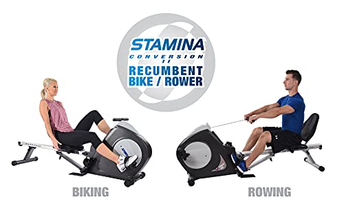 Stamina Conversion Ii Recumbent Exercise Bike And Rower - Cardio Machine With Smart Workout App - Exercise Bike For Home Workout - Up To 250 Lbs Weight Capacity #TOP1