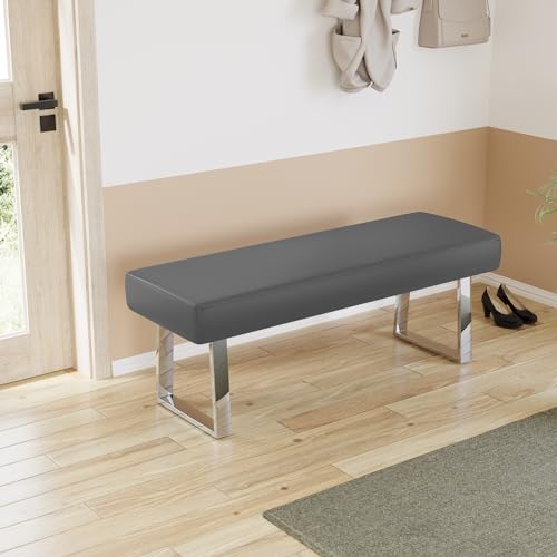 Image of JIEXI 45.3 inch PU Leather Corner Bench Footstool with Heavy Duty Metal Legs