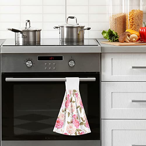 Boccsty Pink Rose Flower Floral Hanging Kitchen Towels 2 Pieces Spring Dish Towels Dish Towels Tie Towel Tea Towels For Bathroom Farmhous Housewarming Home #TOP5