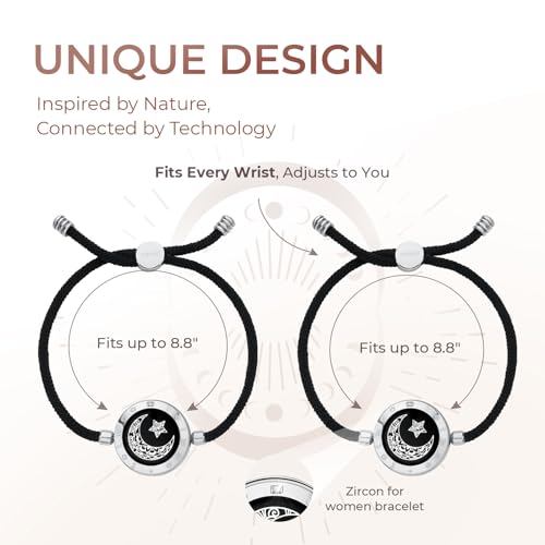 Image of Long Range Touch Bracelets, Light Up & Vibration for Love - Couple Couples Bracelets Long Distance Relationship Gifts for Girlfriend, Mother-Daughter, Sisters, Women's Fashion Smart Jewelry, Bluetooth