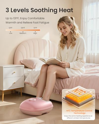 Image of RENPHO Foot Massager Machine with Heat [2026 Upgraded], Birthday Gifts for Women Men Mom Dad, Shiatsu Foot Massager for Plantar Fasciitis, Cordless Control, Self Care Relaxation Gifts, Pink
