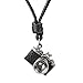 FITYLE Antiguo Negro Marrón Cámara Fotográfica Colgante Collar De Cuero Encantos Joyas - Negro