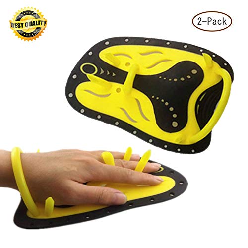 Anysoso Swimming Hand Paddles, Professional Swim Training Paddles Hand Paddles Power Paddles Swimming Training Aid Large Flat Paddles for Men Women Children(Yellow)