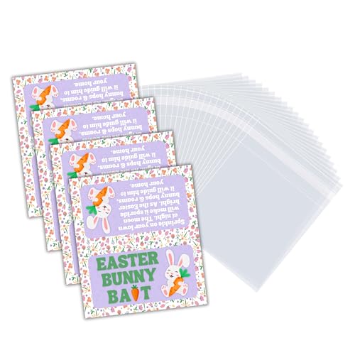 Sacs à appâts de lapin de Pâques anti-humidité avec étiquettes | Kit 100 pièces pour biscuits