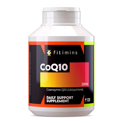 CoQ10 200mg Daily Support Supplements | Co Enzyme CQ10 High Strength | Promote Well-Being, Boost Energy, Slow Ageing | UK Made | 4-Month Supply | 120 Vegan Capsules | Fitimins