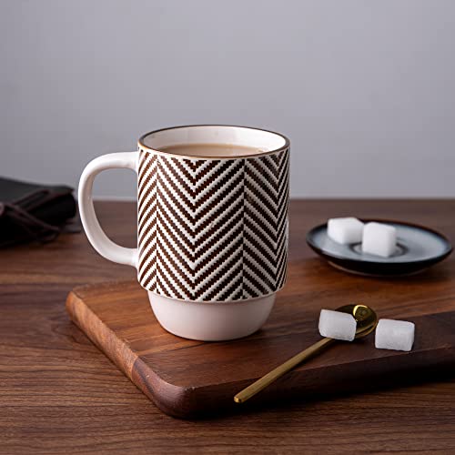 Gbhome 12Oz Stackable Coffee Mugs, Ceramic Coffee Mugs With Large Handle For Man,Woman,Mom,Dad, Modern Coffee Mugs Set Of 4 For Latte/Cappuccino/Cocoa. Dishwasher&Microwave Safe, Multi-Color #TOP7