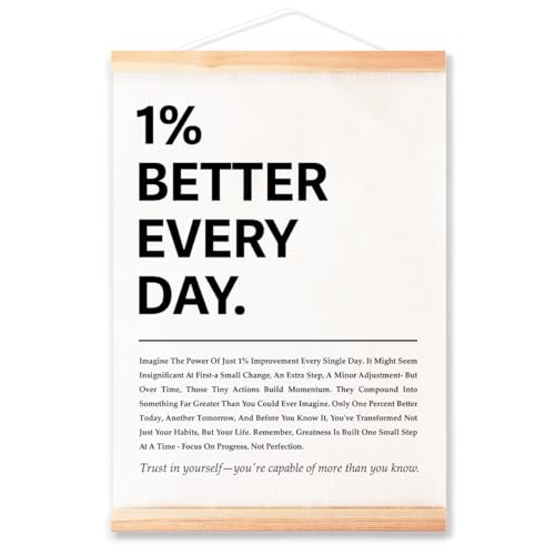 Ybqhd 1% Better Every Day Poster Hanger Frame Wall Art, Motivatioanl Quote Wall Art Canvas Hanging Wall Decor for Office Home