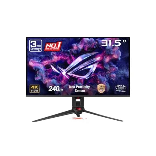 ASUS ROG Swift 32” 4K OLED Gaming Monitor (PG32UCDMR) ― 4K (3840 x 2160), QD-OLED, 240Hz, 0.03ms, G-SYNC Compatible, 99% DCI-P3, USB-C 90W, DisplayWidget, DisplayPort 2.1, 3 yr Warranty