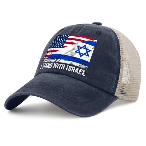 I Stand with Israel Hat for Men Vintage Israel Strong Hat for Women Purplish Blue01 Cycling Caps with Design Unique Gifts for Pilots