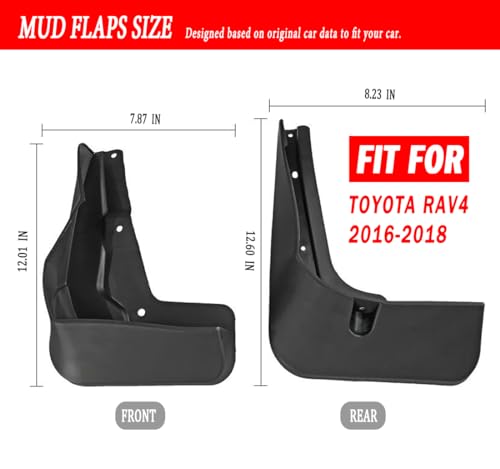 Image of Mud Flaps Mud Guards Fit for 2016-2018 Toyota RAV4, Front & Rear Mud Splash Guards Accessories - 4 Pc, Black